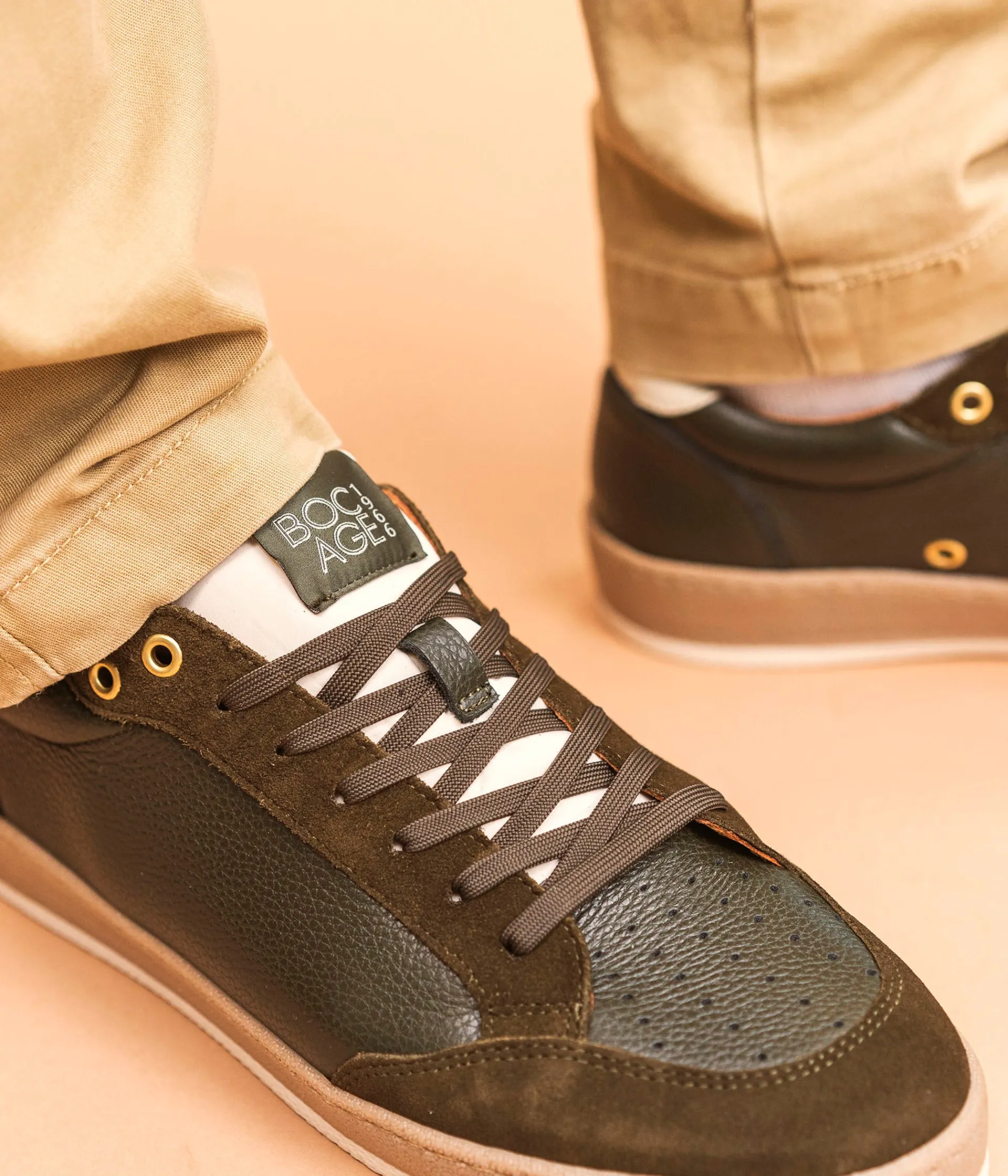 New BASKET KASPER KAKI Homme Baskets