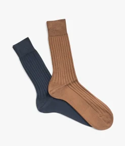 CHAUSSETTES ADELON MARINE ET COGNAC Homme Chaussettes