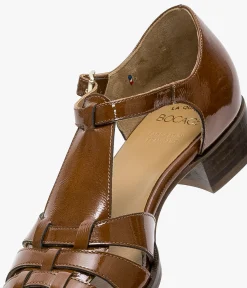 New DERBY CHANTY COGNAC Femme Sandales|Mocassins