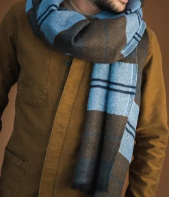 Discount ECHARPE REMI KAKI ET BLEU Homme Foulards