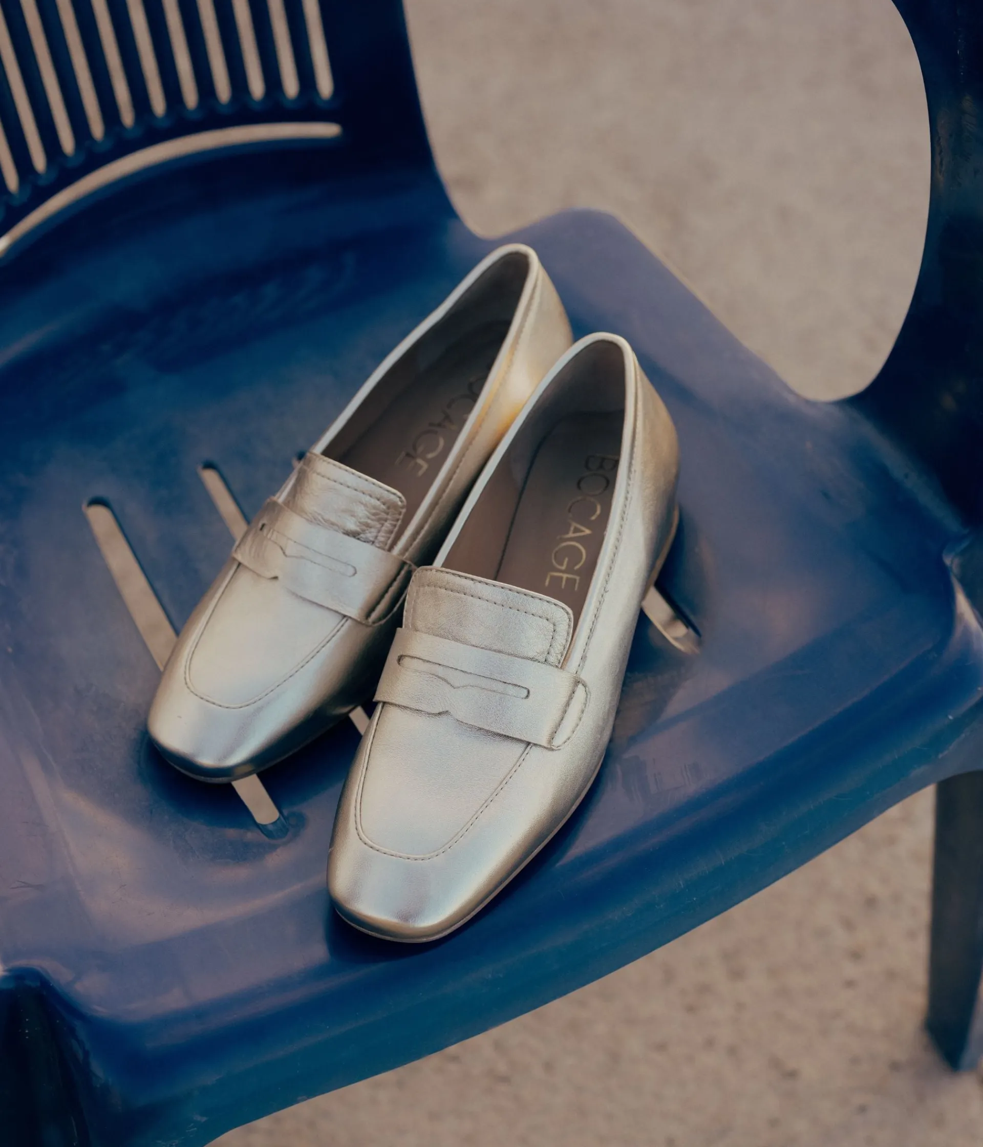 Hot MOCASSIN ANGIE PLATINE Femme Mocassins