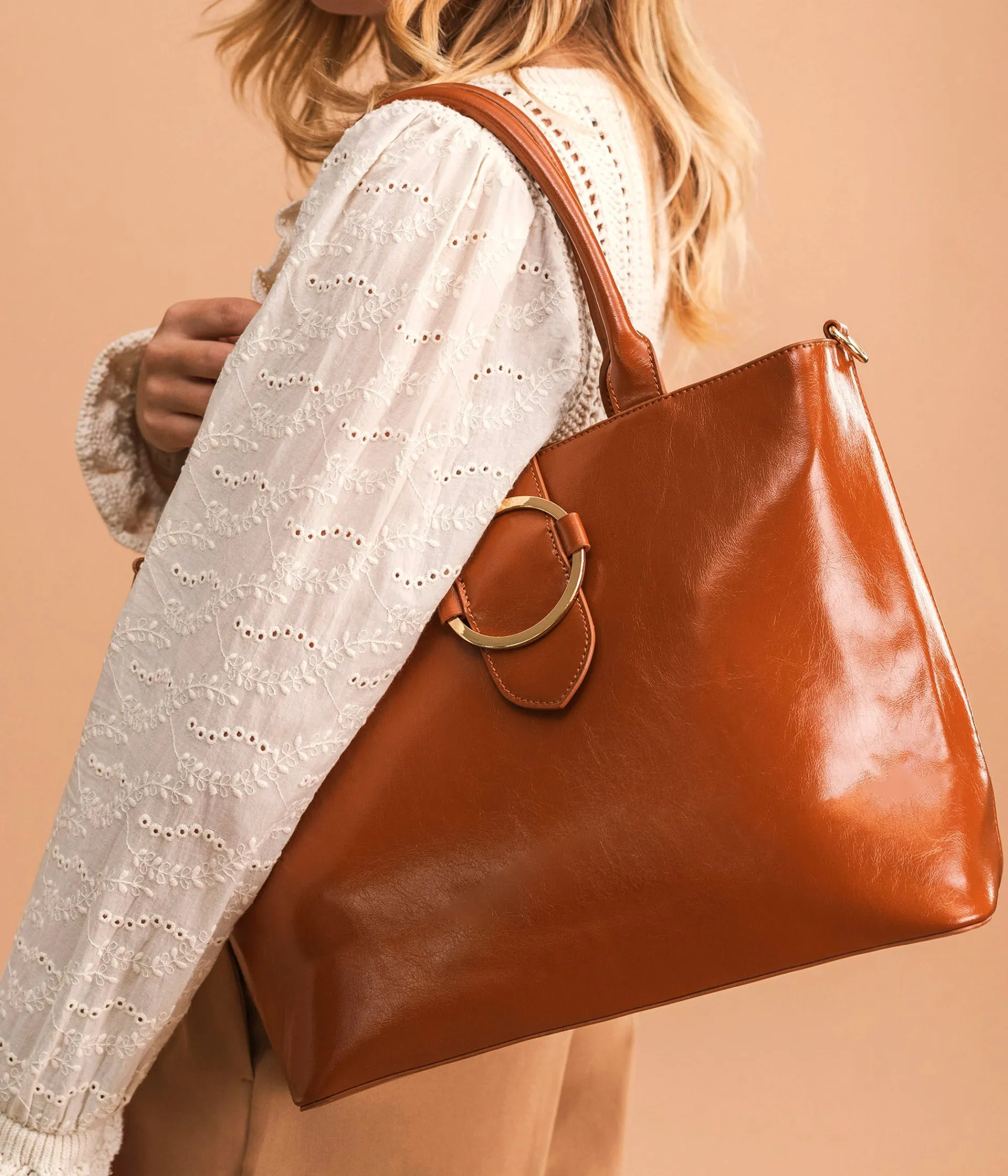 Sale SAC BISOUS CAMEL Femme Sacs Porté Épaule|Sacs Cabas