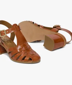 SANDALE DELFINA COGNAC Femme Sandales|Escarpins