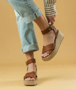 SANDALE HORTENSE COGNAC Femme Sandales